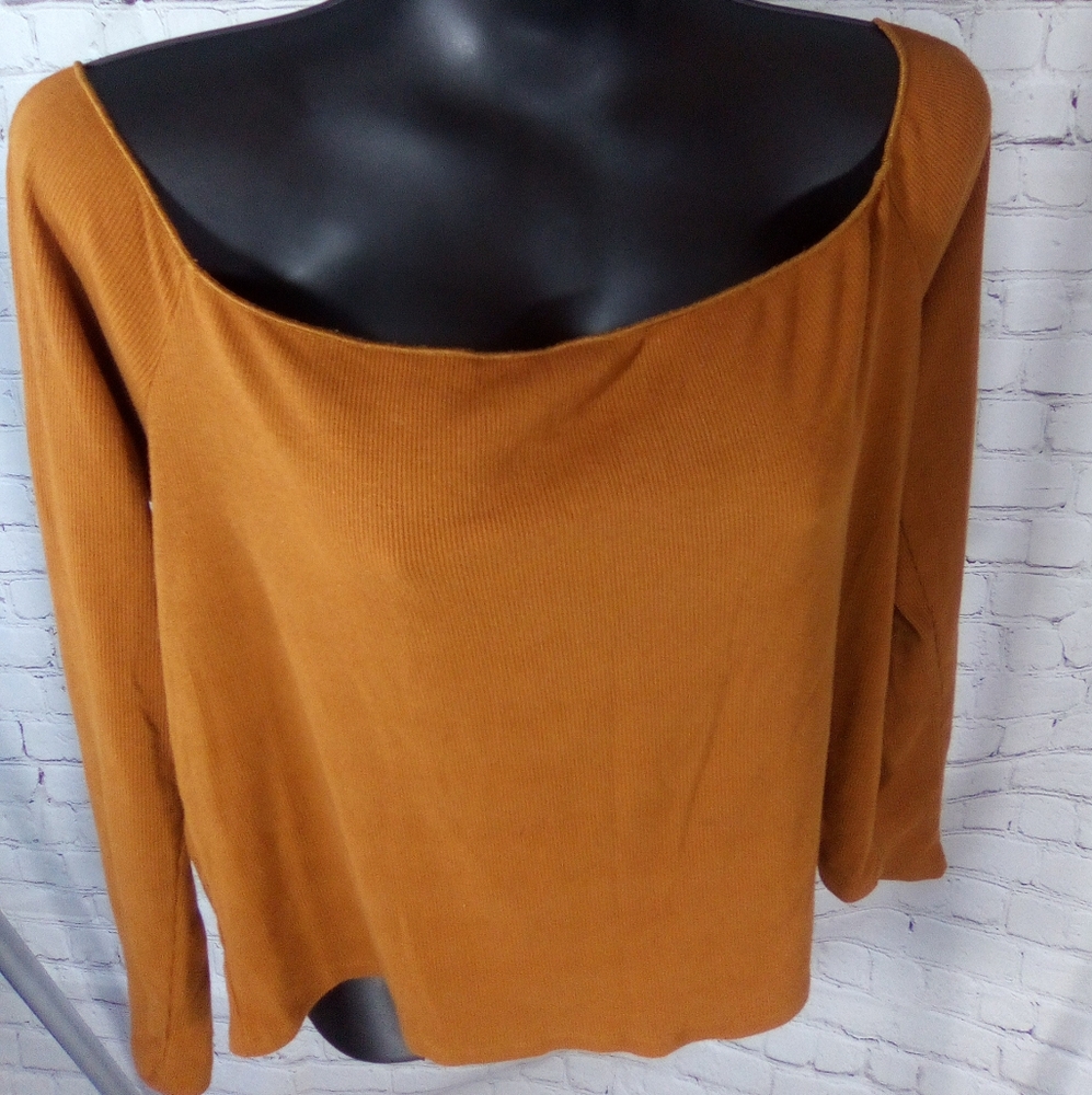 Brown long sleeve off the shoulder top